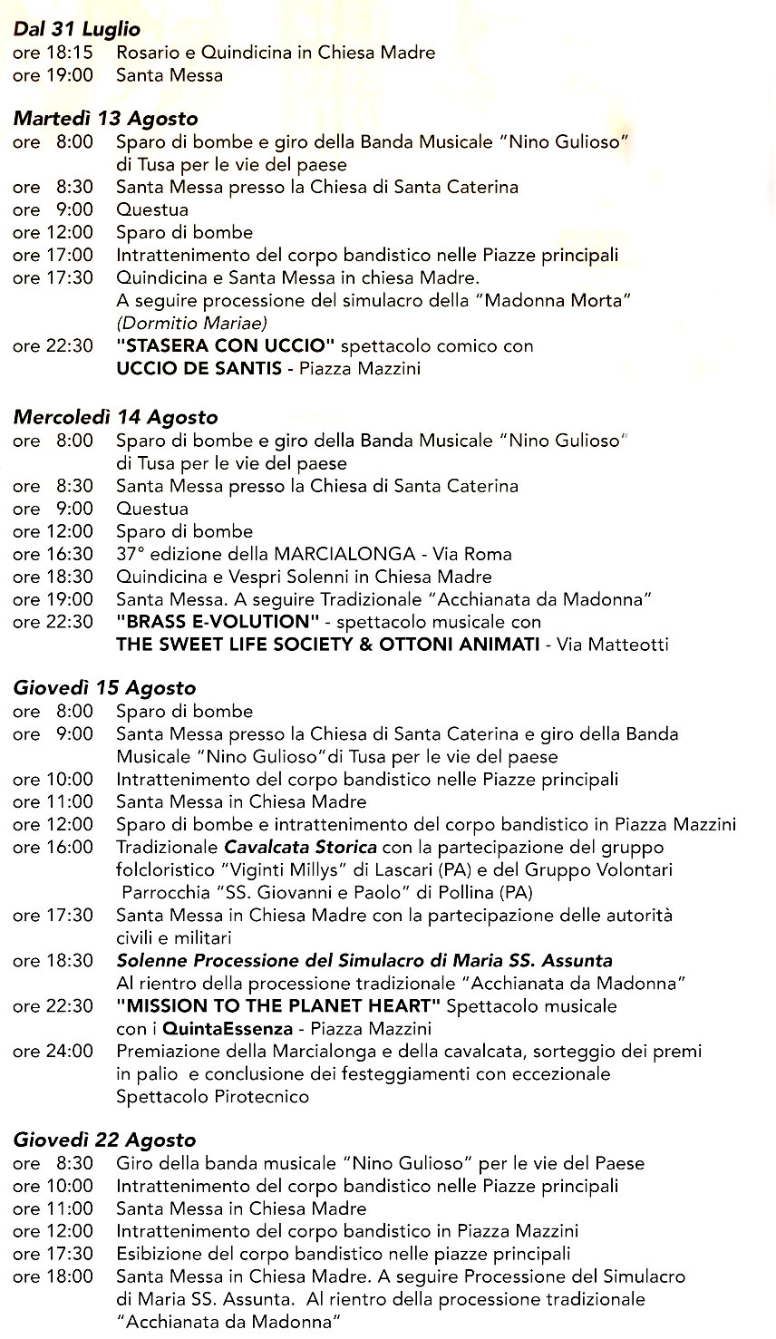 programma festa maria assunta tusa