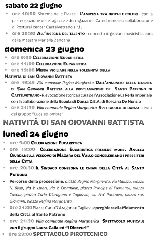 Programma San Giovanni Castelvetrano 2024