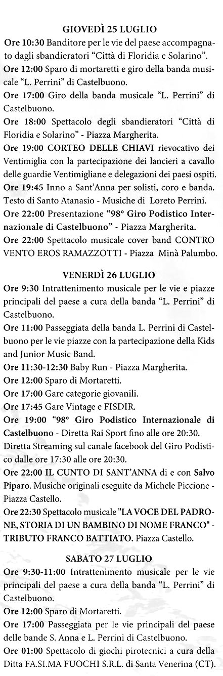 Programma Sant'Anna Castelbuono