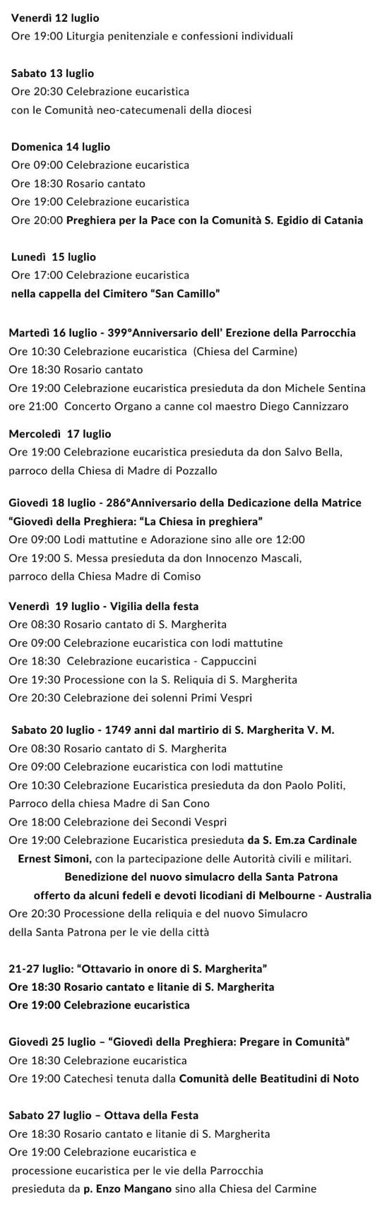 Programma Santa Margherita Licodia Eubea