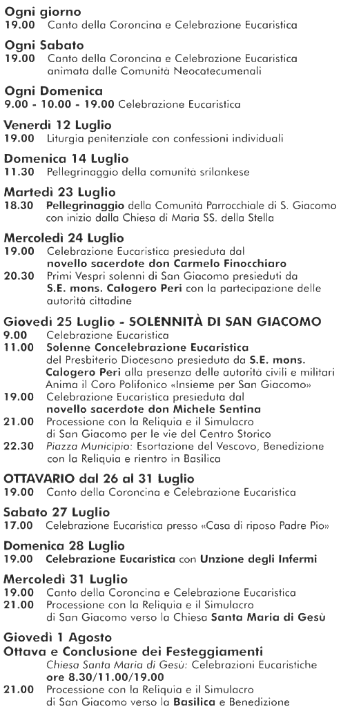 Programma San Giacomo Calatagirone 2024