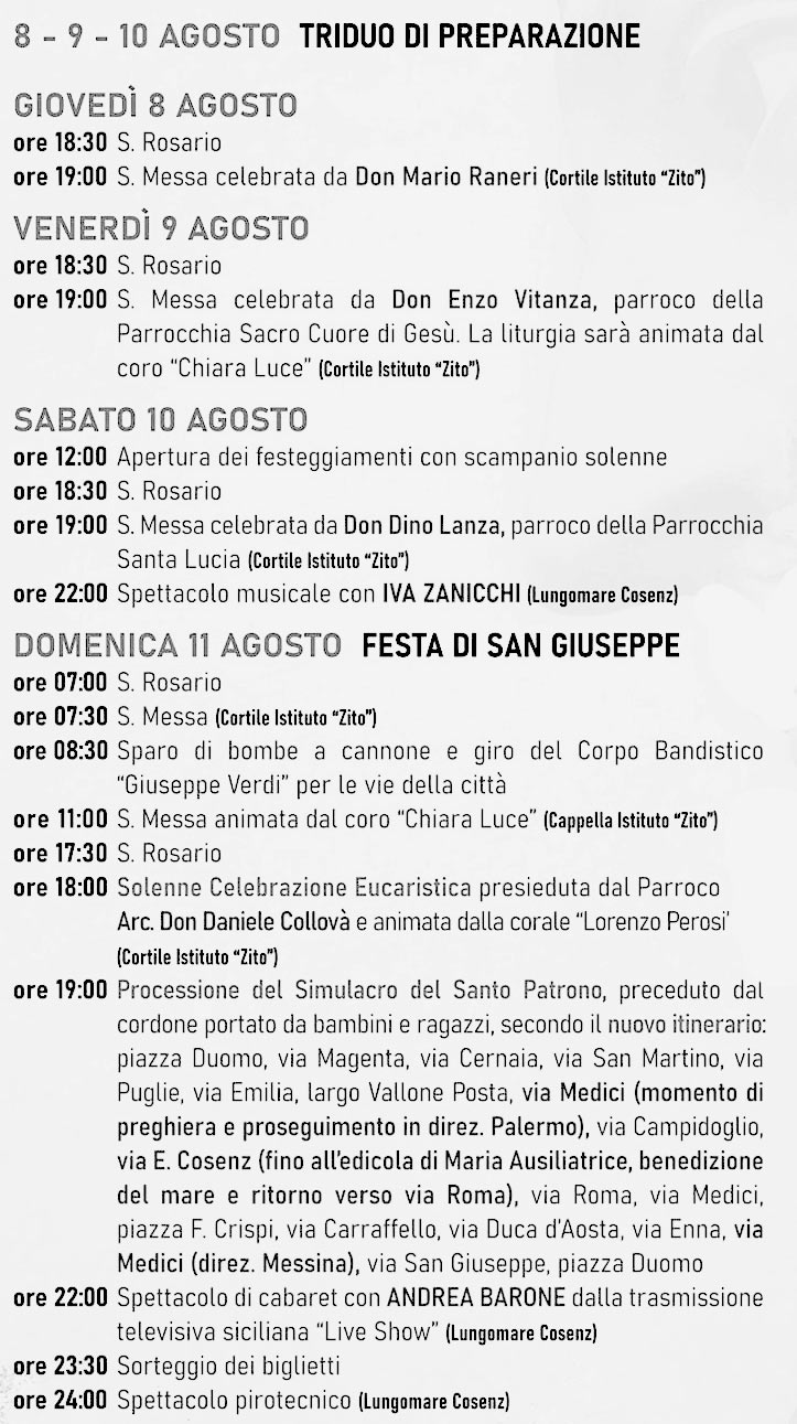 programma festa san giuseppe sant'agata di militello