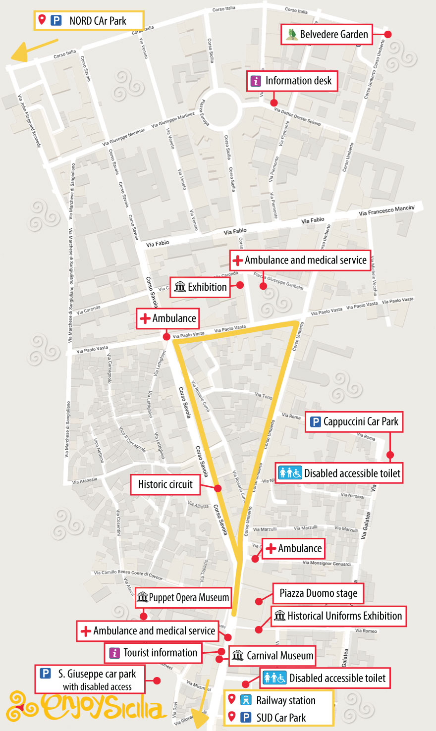 Acireale Flower Festival 2024 map